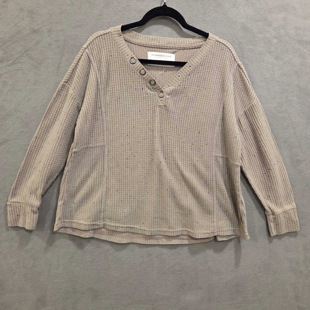 The Sweatshirt Project Henley Top Women's‎ Size Large Waffle Knit Gorpcore